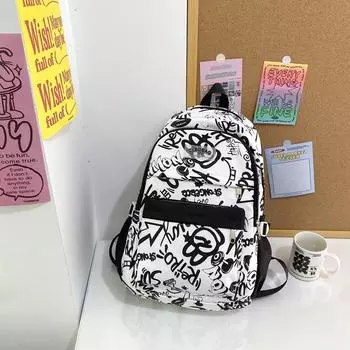 Студенческий рюкзак женский милый школьный рюкзак в консервативном стиле мужской индивидуальный граффити забавный все нейлоновый рюкзак 46*31*14CM