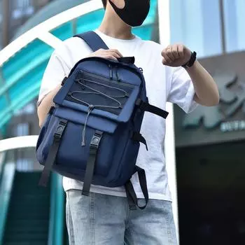 Студенческий школьный рюкзак большой емкости на шнурке, студенческий рюкзак средней школы с защитой от хребта для мужчин серый