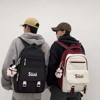 Студенческий школьный рюкзак большой емкости, однотонный унисекс, компьютерный рюкзак синий