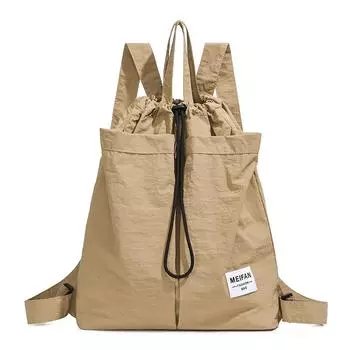 Студенческий школьный рюкзак большой вместимости, сумка-мешок на шнурке для поездок, портативный рюкзак хаки