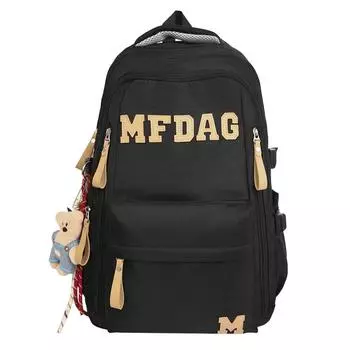 Студенческий школьный рюкзак большой вместимости, женский рюкзак с надписью, мужской дорожный рюкзак чёрный