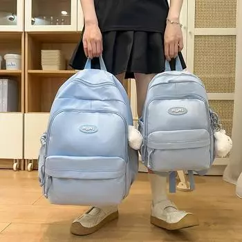 Студенческий школьный рюкзак большой вместимости для женщин, однотонный рюкзак Small чёрный