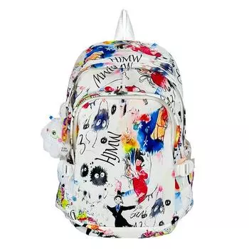 Студенческий школьный рюкзак Campus Cartoon Printed Graffiti Backpack женский легкий рюкзак большой емкости красный