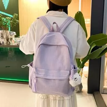 Студенческий школьный рюкзак для девочек, однотонный рюкзак, классный рюкзак белый