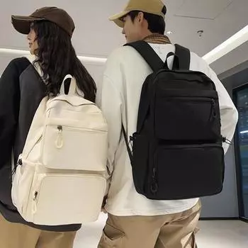 Студенческий школьный рюкзак для мужчин и женщин, однотонный рюкзак, рюкзак для кампуса чёрный
