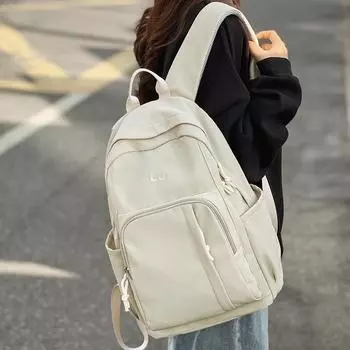 Студенческий школьный рюкзак для женщин, большой емкости, однотонный рюкзак для мужчин, дорожный рюкзак белый