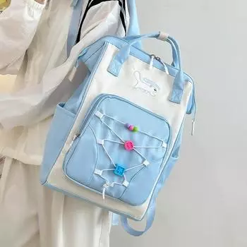 Студенческий школьный рюкзак для женщин, большой емкости, контрастный цветной рюкзак розовый