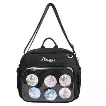 Студенческий школьный рюкзак Многофункциональная двухцелевая сумка через плечо Женский рюкзак чёрный