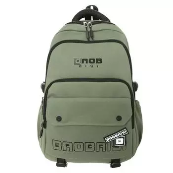 Студенческий школьный рюкзак мужской большой емкости с буквами дорожный рюкзак серый