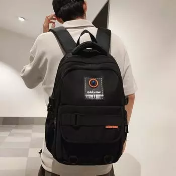 Студенческий школьный рюкзак, мужской и женский легкий дорожный рюкзак большой вместимости чёрный