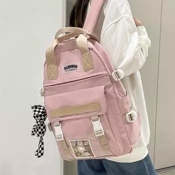 Студенческий школьный рюкзак, однотонный женский рюкзак синий