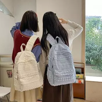 Студенческий школьный рюкзак однотонный женский рюкзак большой емкости Small синий