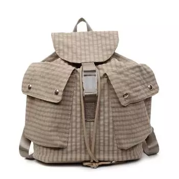 Студенческий школьный рюкзак, рюкзак с несколькими карманами, женский клетчатый рюкзак хаки