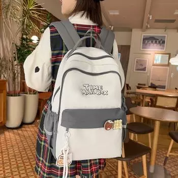 Студенческий школьный рюкзак с буквенным принтом, женский рюкзак с цветными блоками, большой вместительный дорожный рюкзак