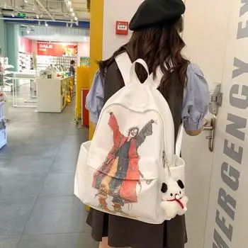 Студенческий школьный рюкзак с героями мультфильмов, женский рюкзак большой емкости, унисекс, рюкзак в студенческом стиле с принтом для девочек фиолетовый