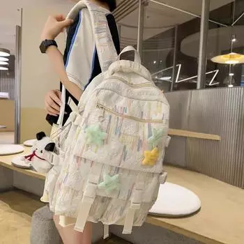 Студенческий школьный рюкзак с красочной вышивкой, женский рюкзак большой емкости чёрный