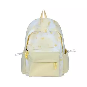 Студенческий школьный рюкзак с принтом бабочек, большой вместимости, женский рюкзак с цветными блоками Small жёлтый