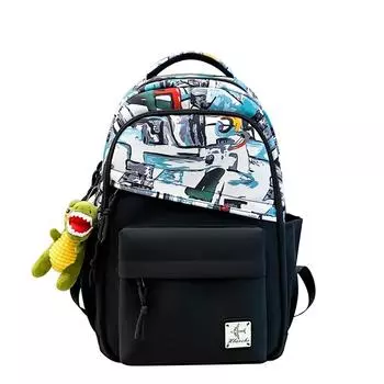 Студенческий школьный рюкзак с принтом, цветной лоскутный мужской рюкзак большой емкости зелёный