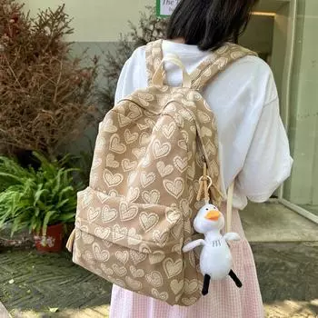 Студенческий школьный рюкзак с принтом Love, женский легкий рюкзак большой емкости, рюкзак для кампуса чёрный