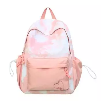 Студенческий школьный рюкзак с принтом тай-дай большой вместимости для женщин Small розовый