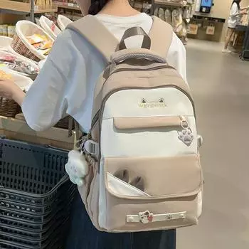 Студенческий школьный рюкзак женский контрастного цвета рюкзак большой емкости красный