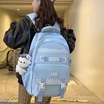 Студенческий школьный рюкзак, женский рюкзак большой емкости, рюкзак для учащихся средней школы хаки