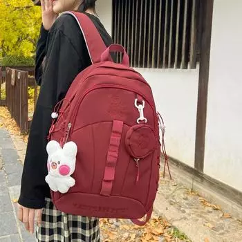 Студенческий школьный рюкзак женский рюкзак большой емкости дорожная сумка красный