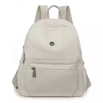 Студенческий школьный рюкзак Женский рюкзак для поездок Водоотталкивающая нейлоновая сумка Дорожный рюкзак бежевый