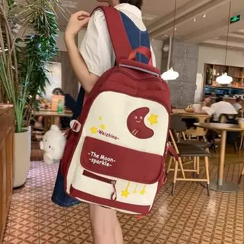 Студенческий школьный рюкзак женский рюкзак контрастного цвета фиолетовый