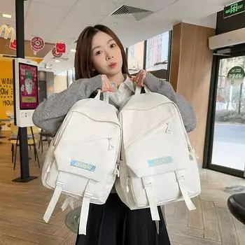 Студенческий школьный рюкзак, женский рюкзак, мужской рюкзак большой вместимости для путешествий на открытом воздухе, многосекционный рюкзак Small чёрный