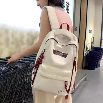 Студенческий школьный рюкзак женский с буквенным принтом рюкзак большой вместимости чёрный