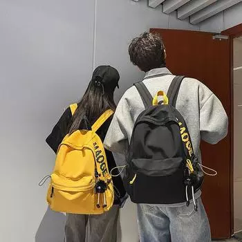 Студенческий школьный рюкзак женский с буквенным принтом компьютерный рюкзак мужской рюкзак большой емкости Small белый