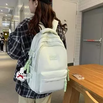 Студенческий школьный женский однотонный рюкзак чёрный