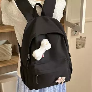 Студенческий школьный женский однотонный рюкзак розовый