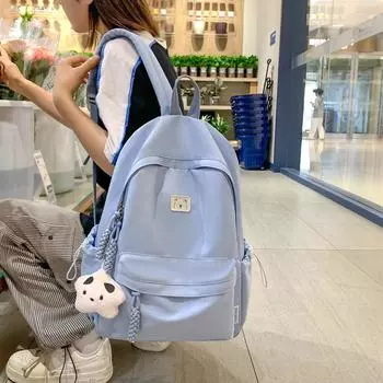 Студенческий школьный женский однотонный рюкзак, рюкзак для кампуса большой емкости Small жёлтый