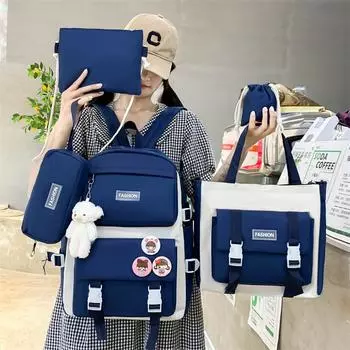 Студенческий школьный женский рюкзак большой вместимости синий