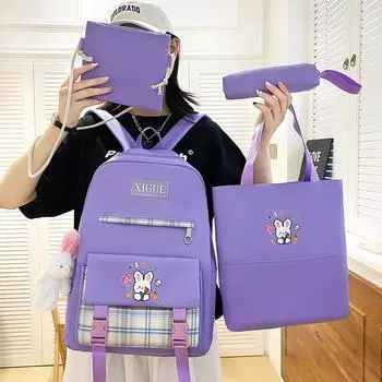 Студенческий школьный женский рюкзак большой емкости, многосекционный повседневный рюкзак розовый