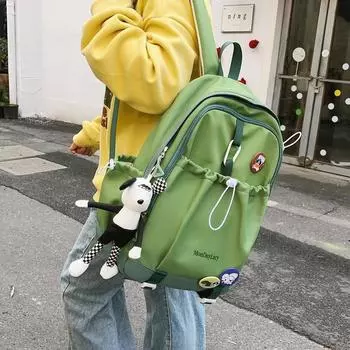 Студенческий школьный женский рюкзак большой вместимости зелёный