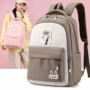 Студенческий школьный женский рюкзак большой вместимости розовый