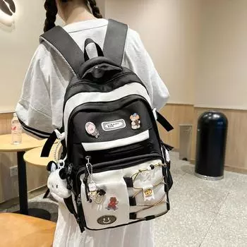 Студенческий школьный женский рюкзак большой вместимости синий