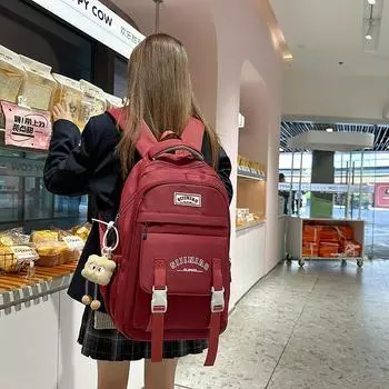 Студенческий школьный женский рюкзак большой вместимости хаки