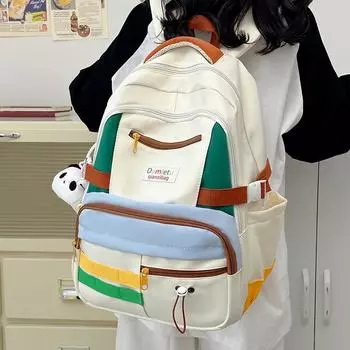 Студенческий школьный женский рюкзак контрастного цвета, дорожный рюкзак большой емкости жёлтый