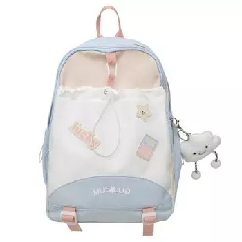 Студенческий школьный женский рюкзак контрастного цвета для девочек, рюкзак большой емкости чёрный