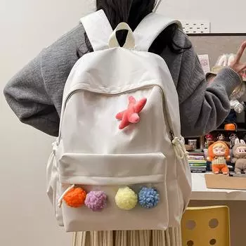 Студенческий школьный женский рюкзак однотонный рюкзак в стиле колледжа чёрный