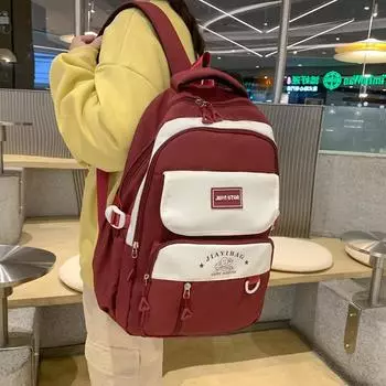 Студенческий школьный женский рюкзак Рюкзак большой емкости чёрный