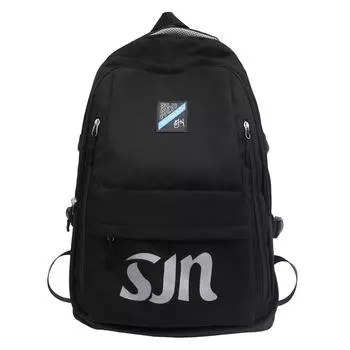 Студенческий школьный женский рюкзак с буквенным принтом, мужской водонепроницаемый дорожный рюкзак большой емкости чёрный