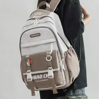 Студенческий школьный женский рюкзак с цветными блоками, мужской дорожный компьютерный рюкзак