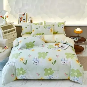 Студенческое общежитие из чистого хлопка с принтом, состоящее из трех частей и четырех частей, одно пододеяльник, наволочка, пододеяльник 1.2m bed sheet 3pcs