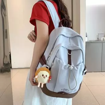 Student Backpack Large Capacity Women s Backpack Color Block Book Schoolbag зелёный