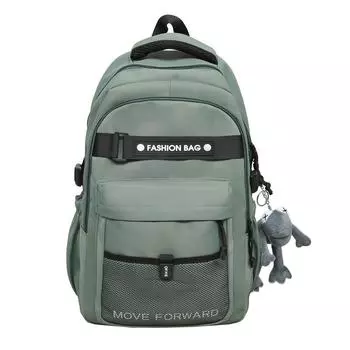 Студенческий рюкзак Мужской большой вместимости Школьный рюкзак с принтом букв Дорожный рюкзак хаки